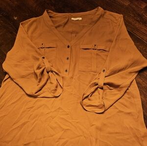 Elegant Yellow V-Neck Blouse with Button Detail